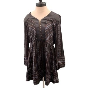 HAYDEN LOS ANGELES Black & Brown Bishop Sleeve Mini Dress - Size‎ L